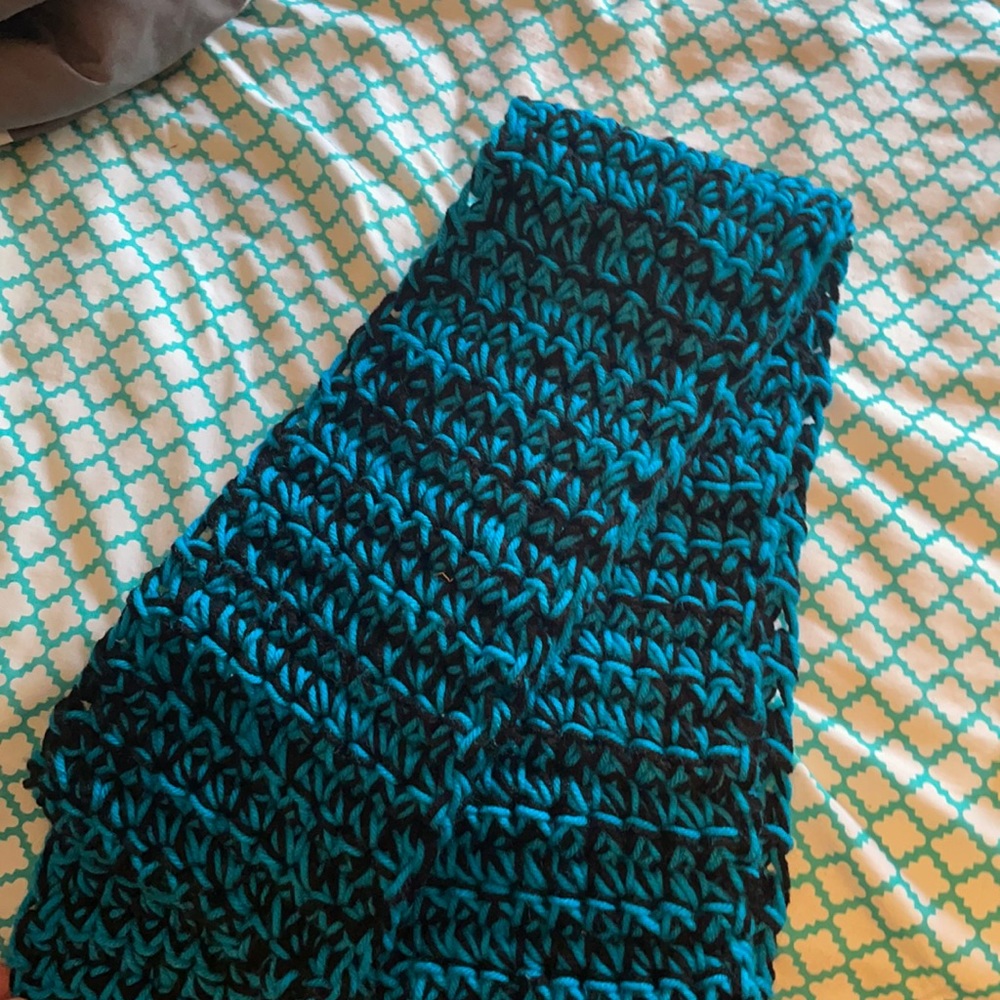 blue and black scarf